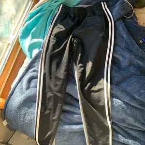 Adidas black and grey button up track suit pants